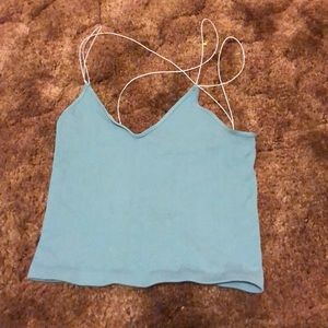 Teal spaghetti strap crop top